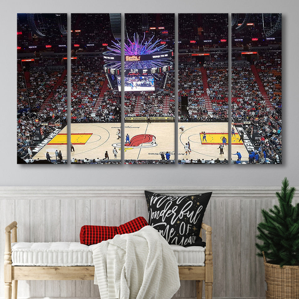 Miami Heat Stadium Canvas Prints FTX Arena Wall Art American,Multi Panels B,Sport Stadium Art Prints, Fan Gift