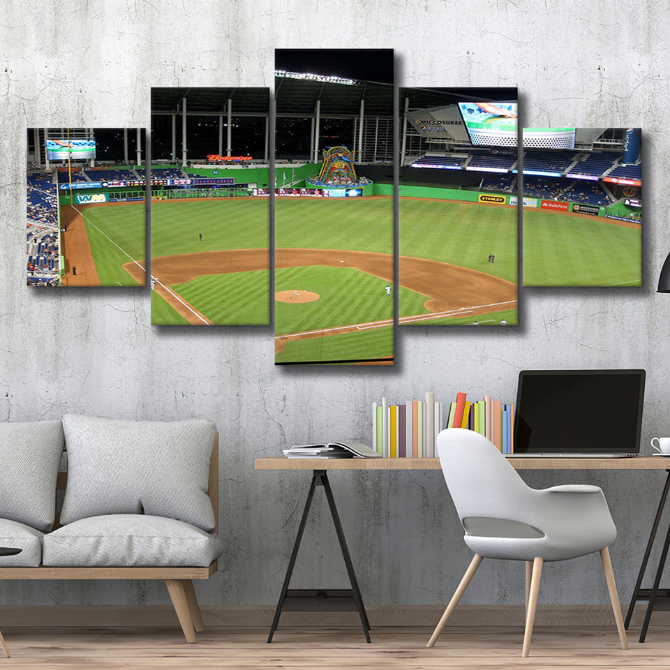 Miami Marlins Wall Art Loan Depot Park Stadium Canvas Prints,Multi Panels,Sport Stadium Art Prints, Fan Gift