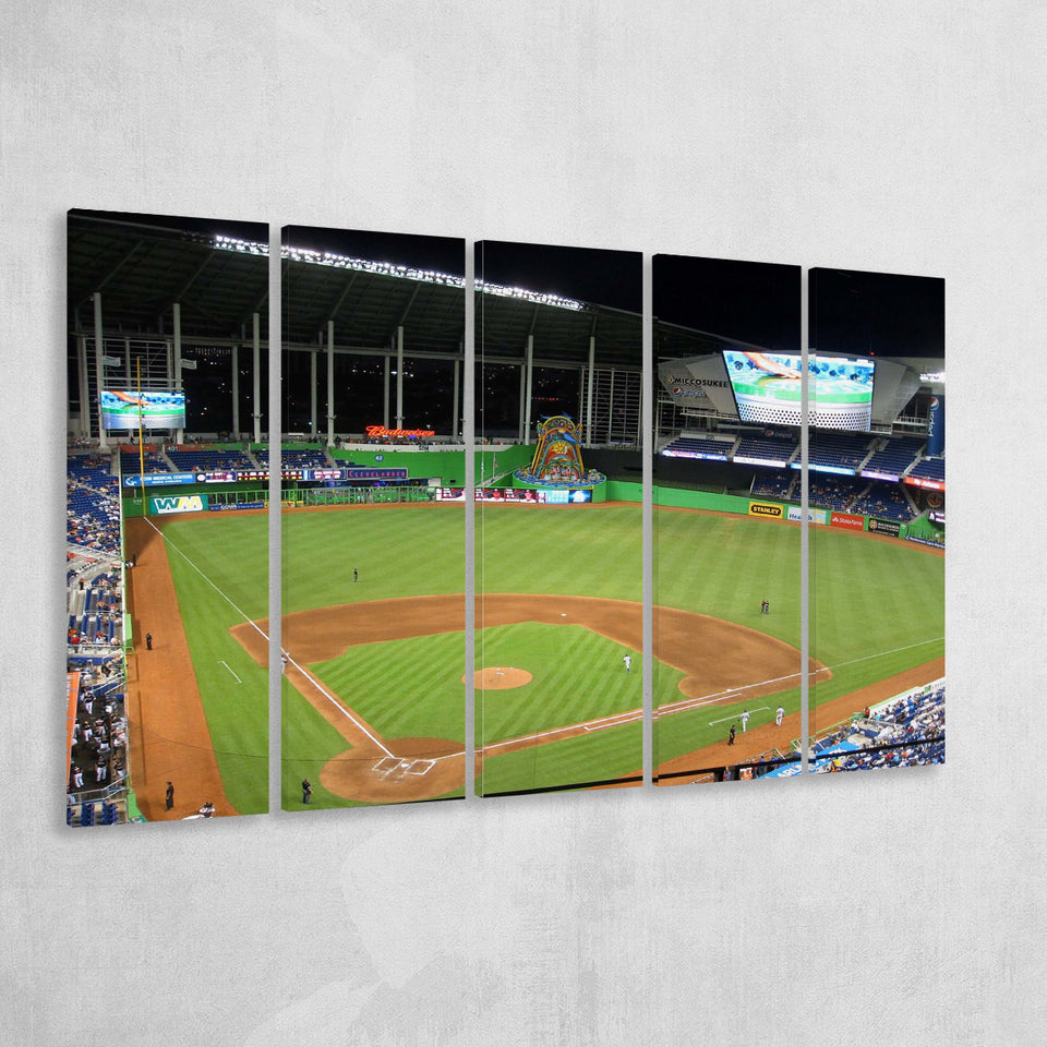 Miami Marlins Wall Art Loan Depot Park Stadium Canvas Prints,Multi Panels B,Sport Stadium Art Prints, Fan Gift