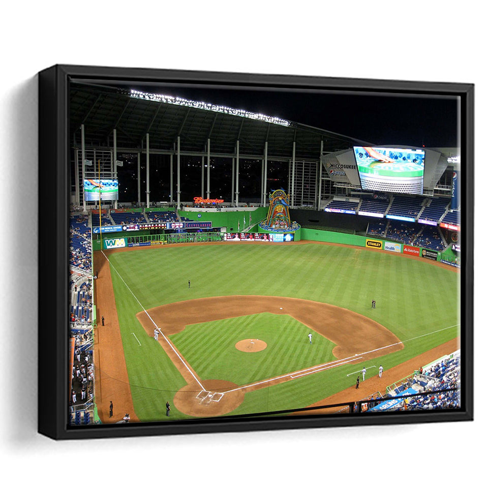 Miami Marlins Wall Art Loan Depot Park Stadium Framed Canvas Prints,Sport Stadium Art Prints, Fan Gift