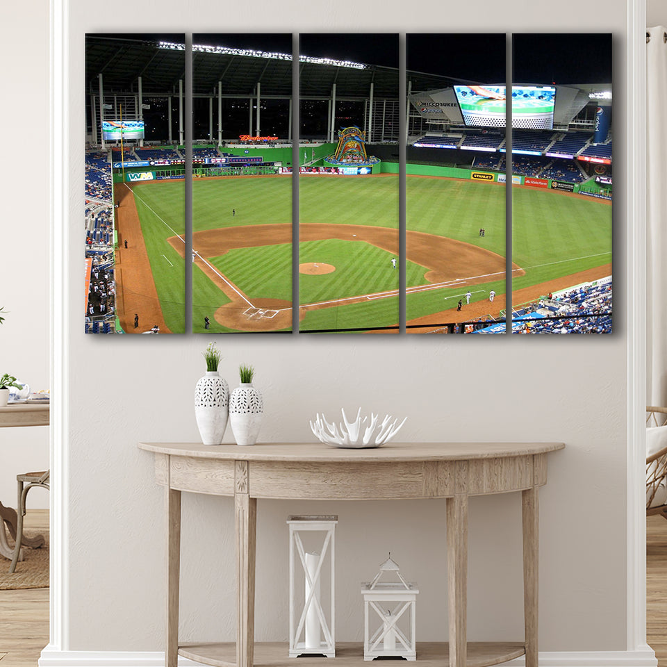 Miami Marlins Wall Art Loan Depot Park Stadium Canvas Prints,Multi Panels B,Sport Stadium Art Prints, Fan Gift