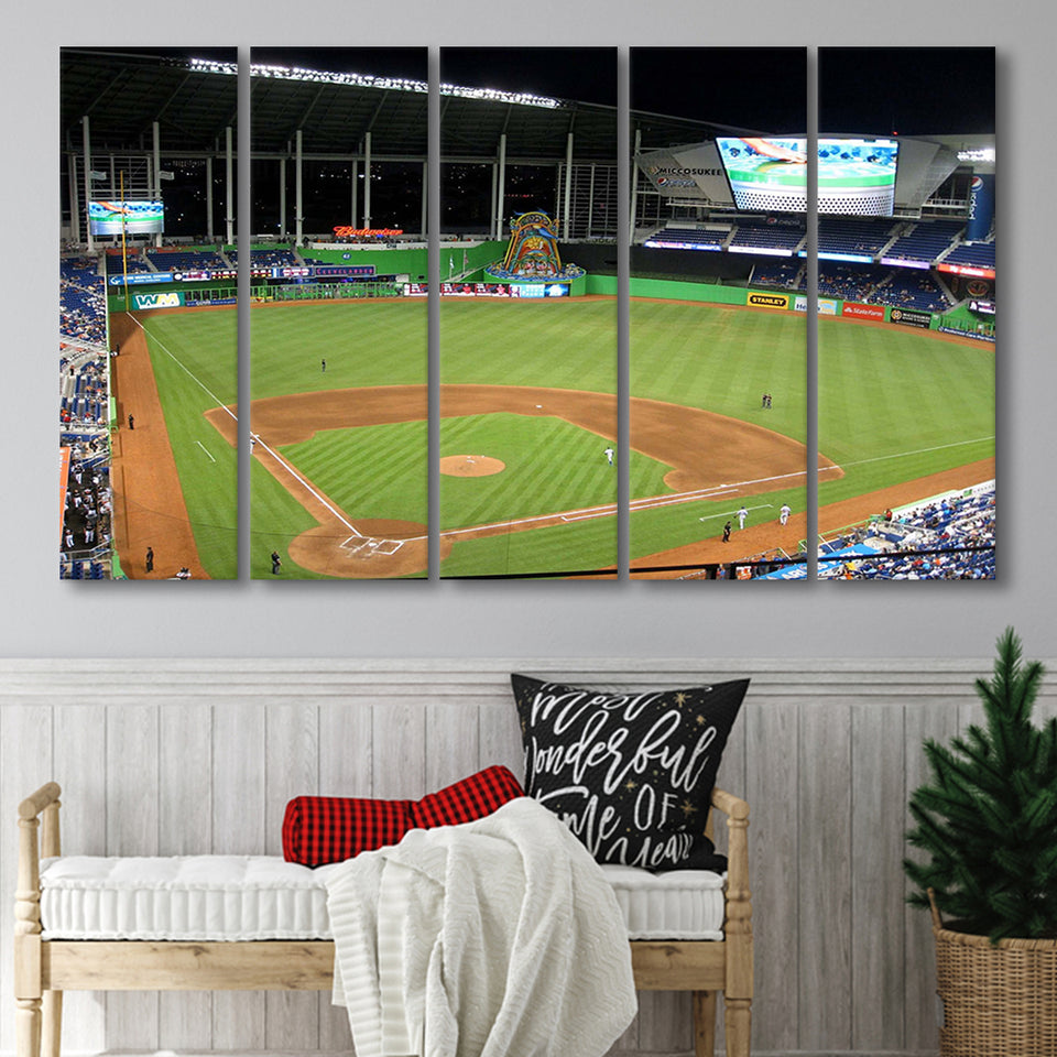 Miami Marlins Wall Art Loan Depot Park Stadium Canvas Prints,Multi Panels B,Sport Stadium Art Prints, Fan Gift