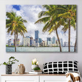Miami Skyline Large Wall Art Miami Stylish Canvas Prints Wall Art Decor - Paiting Canvas, Art Prints, Wall Decor, For Sale