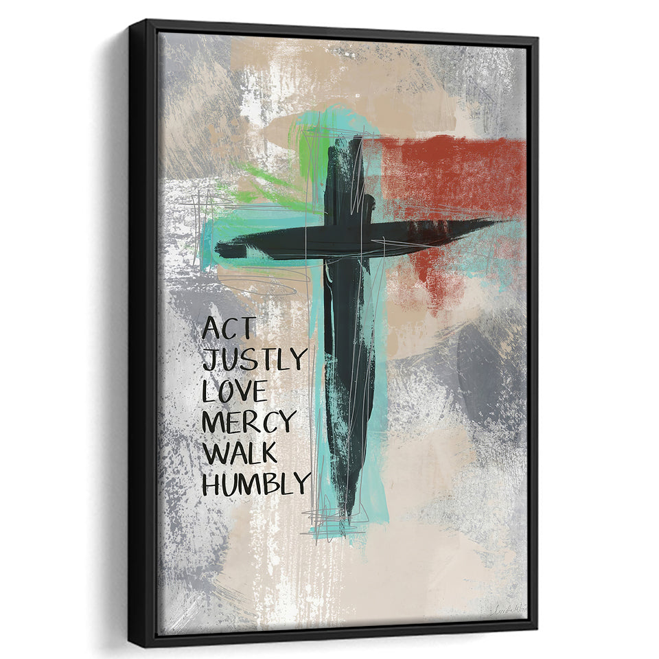 Micah 68 Cross Framed Canvas Prints - Painting Canvas, Framed Art, Prints for Sale, Wall Art, Wall Decor