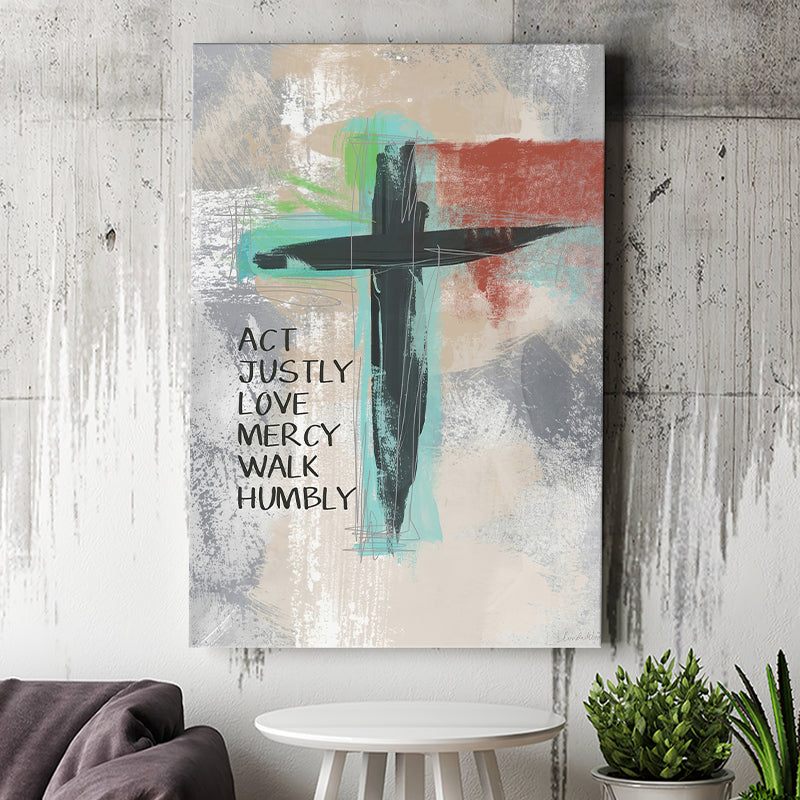 Micah 68 Cross Canvas Prints - Painting Canvas, Canvas Art, Prints for Sale, Wall Art, Wall Decor