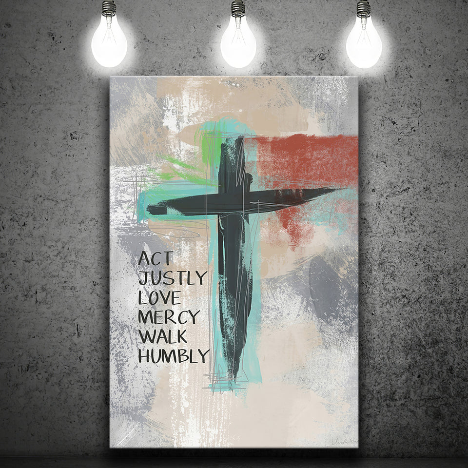 Micah 68 Cross Canvas Prints - Painting Canvas, Canvas Art, Prints for Sale, Wall Art, Wall Decor