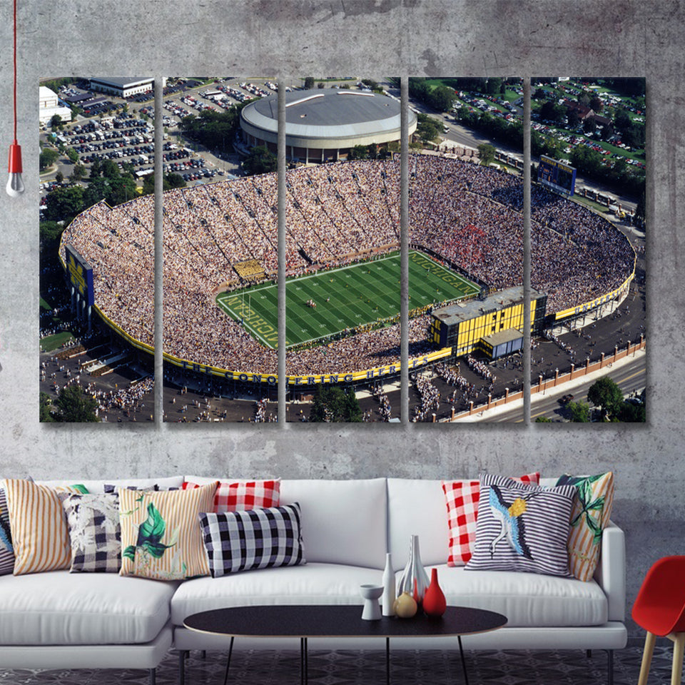 Michigan Stadium 2 5 Pieces B Canvas Prints Wall Art - Painting Canvas, Multi Panels,5 Panel, Wall Decor