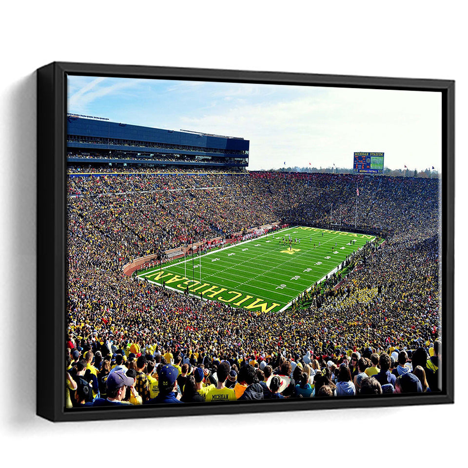 Michigan Stadium Framed Canvas Prints The Big House Wall Art,Sport Stadium Art Prints, Fan Gift