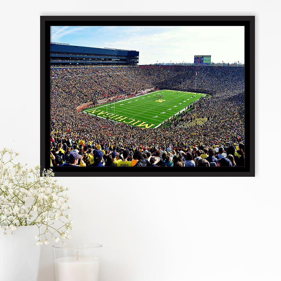 Michigan Stadium Framed Canvas Prints The Big House Wall Art,Sport Stadium Art Prints, Fan Gift