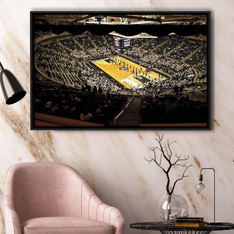 Michigan State Spartans Stadium Framed Canvas Prints Breslin Center Wall Art,Sport Stadium Art Prints, Fan Gift