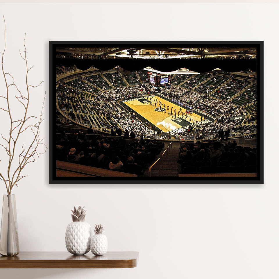 Michigan State Spartans Stadium Framed Canvas Prints Breslin Center Wall Art,Sport Stadium Art Prints, Fan Gift