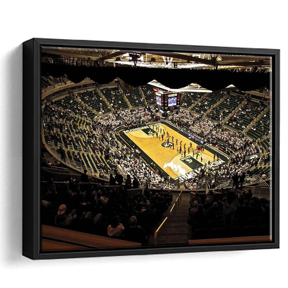 Michigan State Spartans Stadium Framed Canvas Prints Breslin Center Wall Art,Sport Stadium Art Prints, Fan Gift