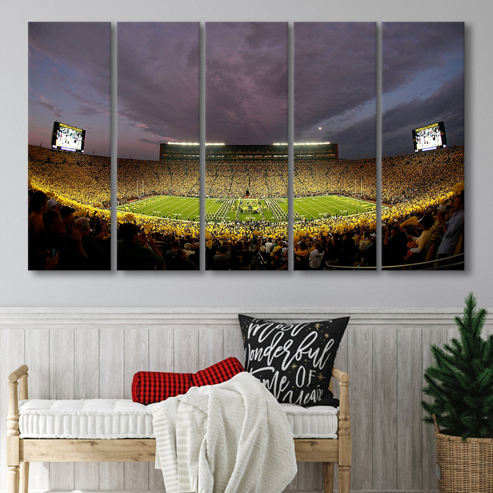 Michigan Wolverine Football, Stadium Canvas, Sport Art, Gift for him, Multi Panels B, Canvas Prints Wall Art Decor
