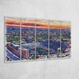 Michigan Wolverines Michigan Stadium Watercolor, 5 Pieces B, Multi Panel Canvas Prints Wall Art Decor