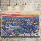 Michigan Wolverines Michigan Stadium Watercolor, Sport Art Prints Fan Gift, Canvas Prints Wall Art Decor