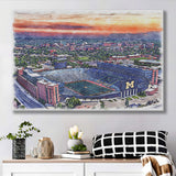 Michigan Wolverines Michigan Stadium Watercolor, Sport Art Prints Fan Gift, Canvas Prints Wall Art Decor