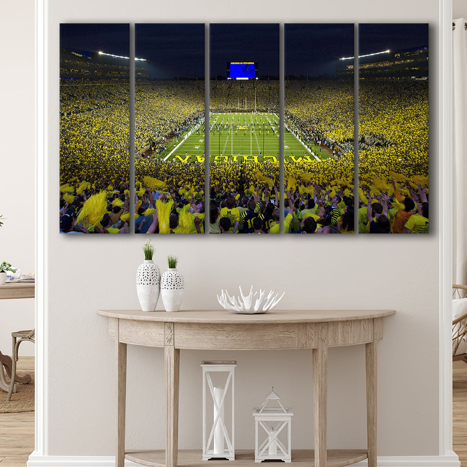 Michigan Wolverines Cornhole Boards, Stadium Canvas, Sport Art, Gift for him, Multi Panels B, Canvas Prints Wall Art Decor