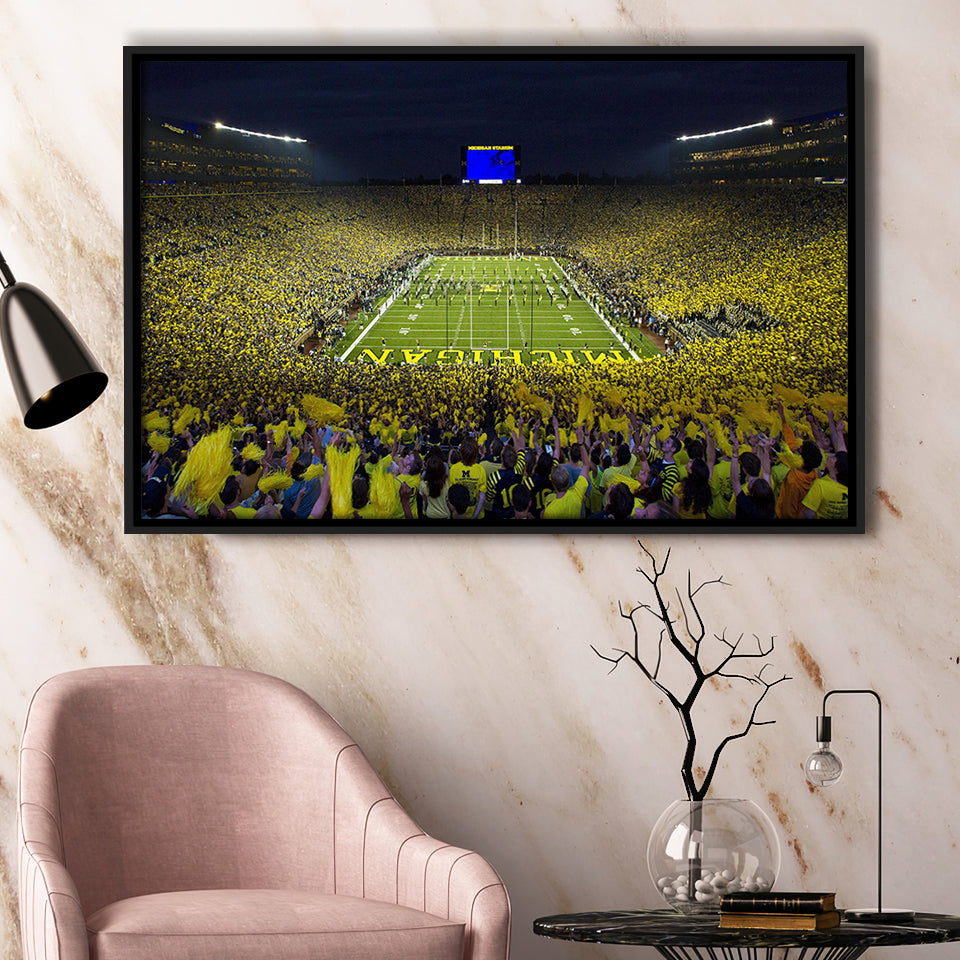 Michigan Wolverines Cornhole Boards, Stadium Canvas, Sport Art, Gift for him, Framed Canvas Prints Wall Art Decor, Framed Picture