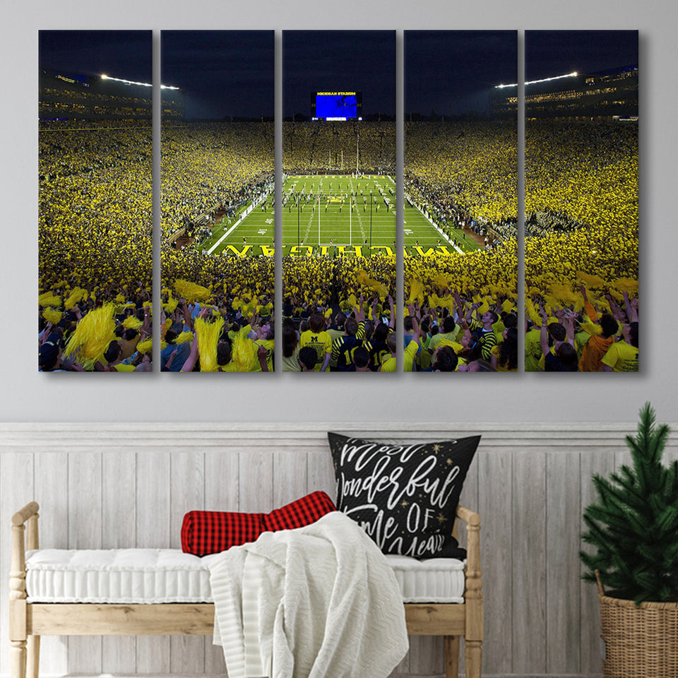 Michigan Wolverines Cornhole Boards, Stadium Canvas, Sport Art, Gift for him, Multi Panels B, Canvas Prints Wall Art Decor