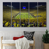 Michigan Wolverines Cornhole Boards, Stadium Canvas, Sport Art, Gift for him, Multi Panels B, Canvas Prints Wall Art Decor