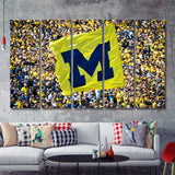 Michigan Wolverines Flags 5 Pieces B Canvas Prints Wall Art - Painting Canvas, Multi Panels,5 Panel, Wall Decor