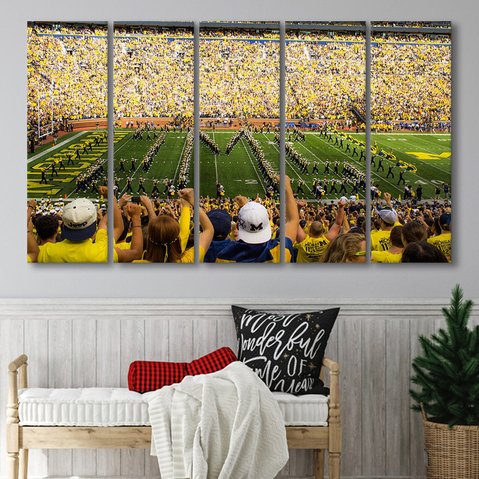Michigan Wolverines Wall Art Michigan Stadium Canvas Prints The,Multi Panels B,Sport Stadium Art Prints, Fan Gift