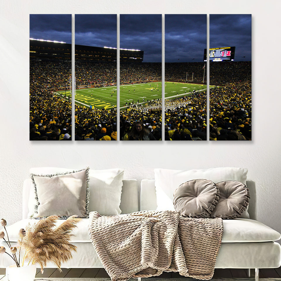Michigan The Big House 5 Pieces B Canvas Prints Wall Art - Painting Canvas, Multi Panels,5 Panel, Wall Decor