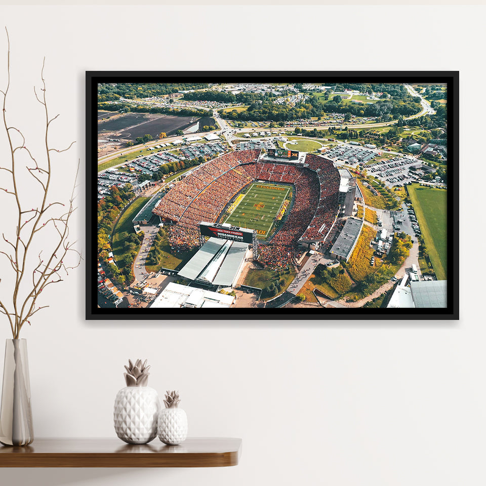 Midamerican Energy Field Stadium Framed Canvas Prints Jack Trice Stadium Wall,Sport Stadium Art Prints, Fan Gift