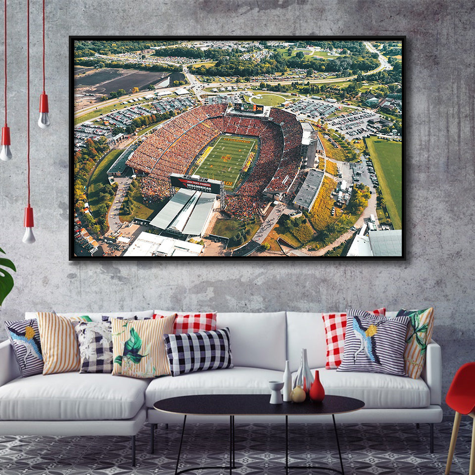 Midamerican Energy Field Stadium Framed Canvas Prints Jack Trice Stadium Wall,Sport Stadium Art Prints, Fan Gift