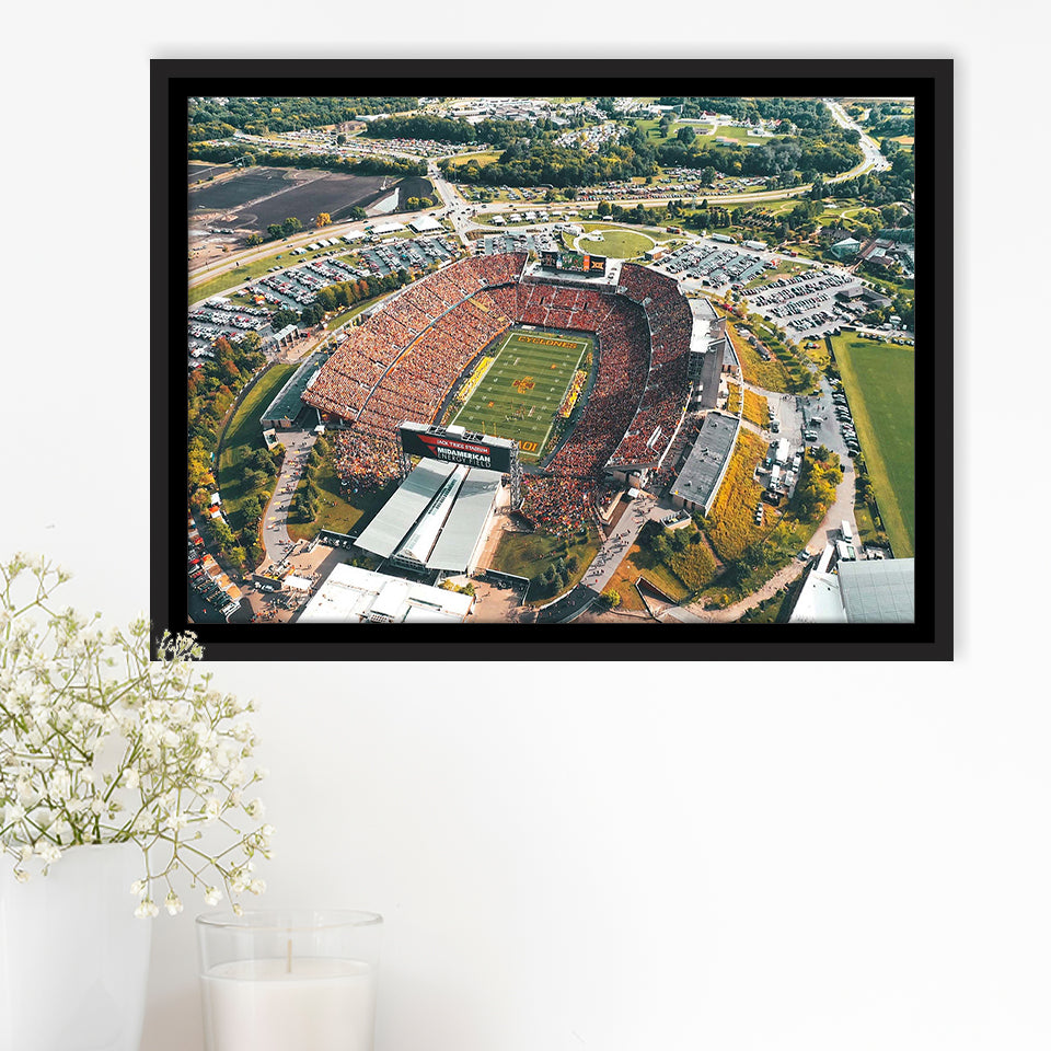 Midamerican Energy Field Stadium Framed Canvas Prints Jack Trice Stadium Wall,Sport Stadium Art Prints, Fan Gift