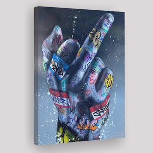 Middle Finger Gesture Graffiti Canvas Prints Wall Art - Painting Canvas, Home Wall Decor, For Sale, Painting Prints