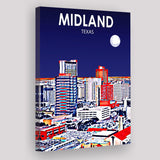 Midland Texas Art Night Landscape ,City Art Print, Large Canvas, Canvas Print Wall Art Home Decor