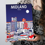 Midland Texas Art Night Landscape ,City Art Print, Large Canvas, Canvas Print Wall Art Home Decor