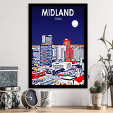 Midland Texas Art Night Landscape, City Art Print, Framed Art Print Wall Art Home Decor, Framed Picture