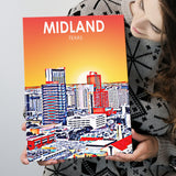 Midland Texas Art Sunset Landscape ,City Art Print, Large Canvas, Canvas Print Wall Art Home Decor