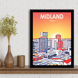 Midland Texas Art Sunset Landscape, Large Canvas, Framed Canvas Print Wall Art Home Decor, Floating Frame