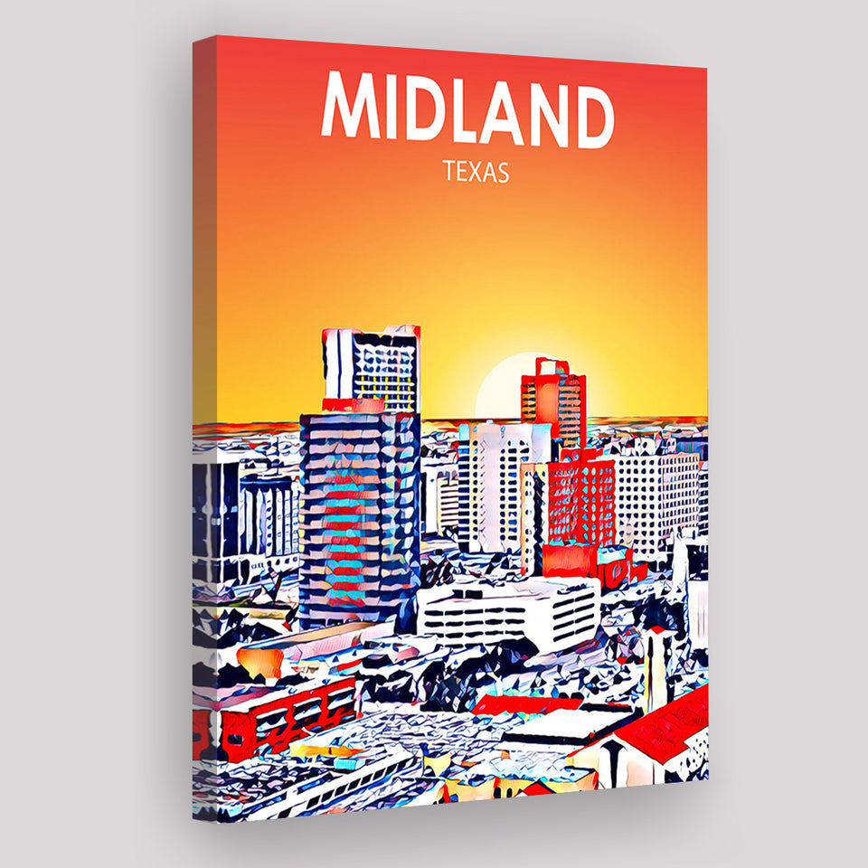 Midland Texas Art Sunset Landscape ,City Art Print, Large Canvas, Canvas Print Wall Art Home Decor