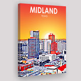 Midland Texas Art Sunset Landscape ,City Art Print, Large Canvas, Canvas Print Wall Art Home Decor