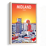 Midland Texas Art Sunset Landscape, Large Canvas, Framed Canvas Print Wall Art Home Decor, Floating Frame
