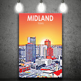 Midland Texas Art Sunset Landscape ,City Art Print, Large Canvas, Canvas Print Wall Art Home Decor