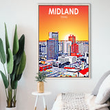 Midland Texas Art Sunset Landscape, Large Canvas, Framed Canvas Print Wall Art Home Decor, Floating Frame