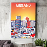 Midland Texas Art Sunset Landscape ,City Art Print, Large Canvas, Canvas Print Wall Art Home Decor