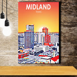 Midland Texas Art Sunset Landscape ,City Art Print, Large Canvas, Canvas Print Wall Art Home Decor