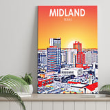 Midland Texas Art Sunset Landscape ,City Art Print, Large Canvas, Canvas Print Wall Art Home Decor