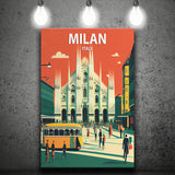 Milan Italy Retro Art Print ,City Art Print, Large Canvas, Canvas Print Wall Art Home Decor