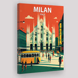Milan Italy Retro Art Print ,City Art Print, Large Canvas, Canvas Print Wall Art Home Decor