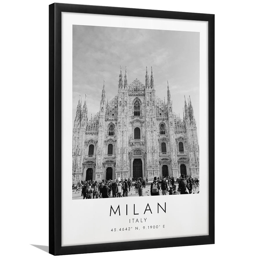 Milan Italy Black And White Art Framed Art Prints Wall Art Decor, Framed Picture