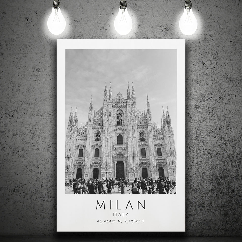 Milan Italy Black And White Art Canvas Prints Wall Art Home Decor