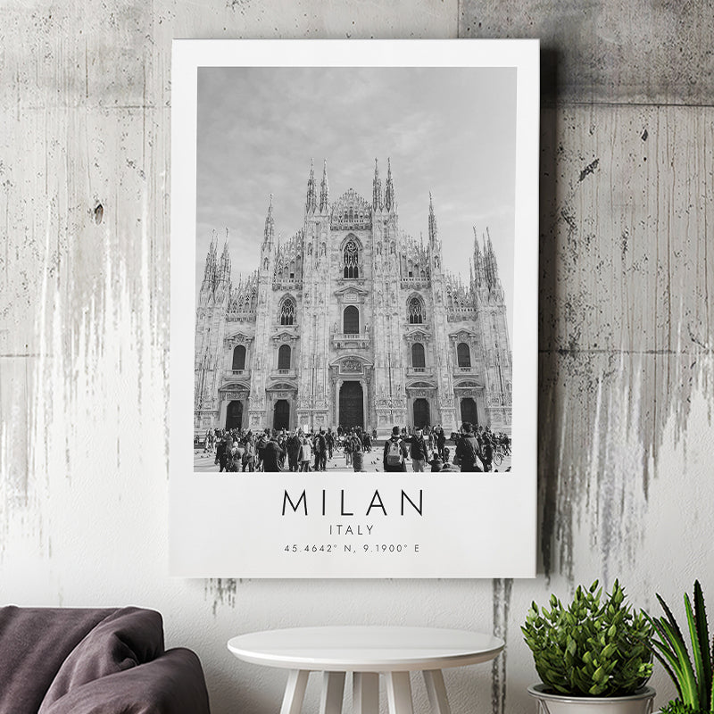 Milan Italy Black And White Art Canvas Prints Wall Art Home Decor