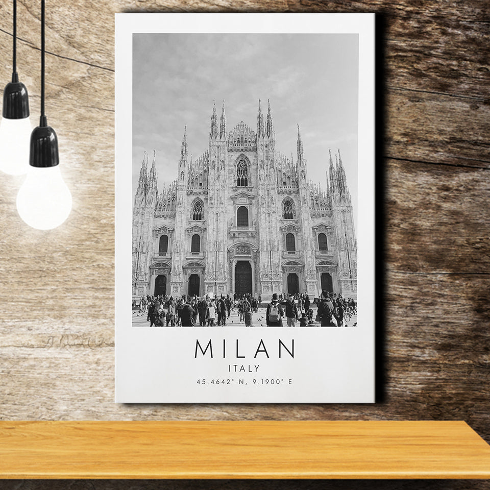 Milan Italy Black And White Art Canvas Prints Wall Art Home Decor
